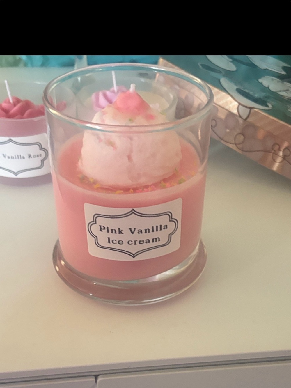 Pink Vanilla Ice Cream Scented Candle - Pink